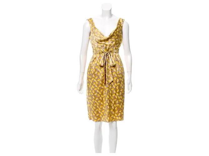 Diane Von Furstenberg Vestido DvF Frandarly Dorado Amarillo Crema 