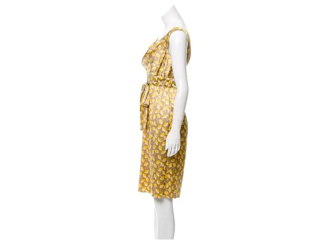 Diane Von Furstenberg Vestido DvF Frandarly Dorado Amarillo Crema 