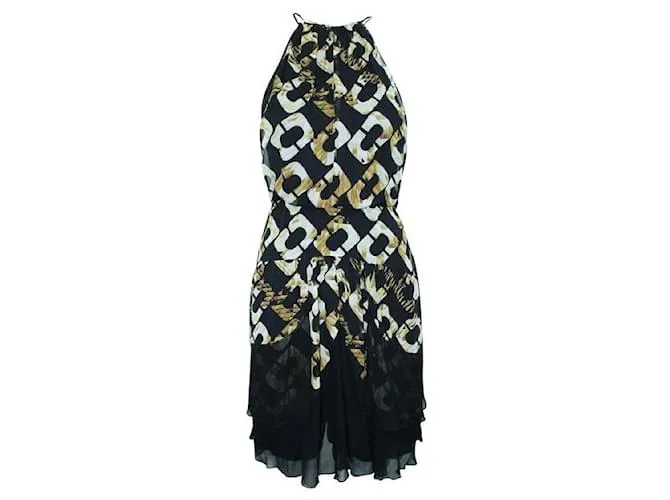 Diane Von Furstenberg Vestido Olesia de seda estampado negro y amarillo 