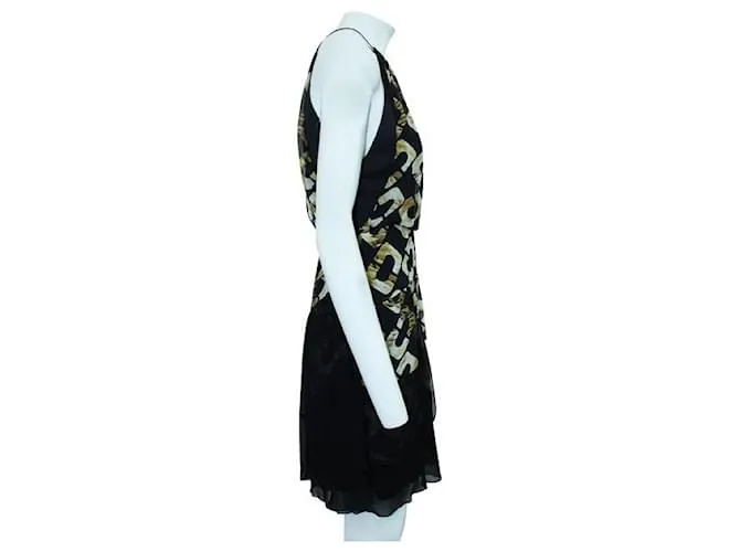 Diane Von Furstenberg Vestido Olesia de seda estampado negro y amarillo 