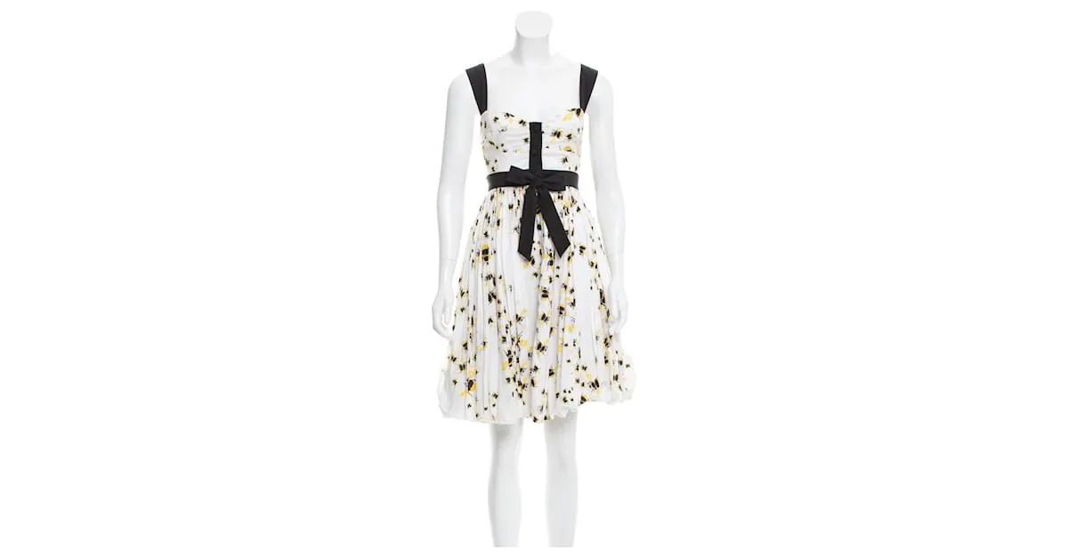 Diane Von Furstenberg Vestido vintage DvF Carson Bumble Bee Negro Blanco Amarillo 