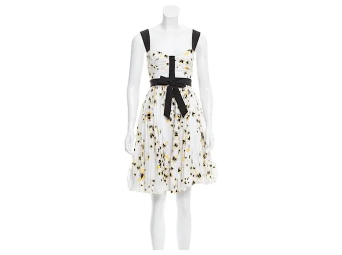 Diane Von Furstenberg Vestido vintage DvF Carson Bumble Bee Negro Blanco Amarillo 