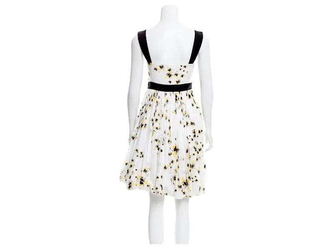 Diane Von Furstenberg Vestido vintage DvF Carson Bumble Bee Negro Blanco Amarillo 
