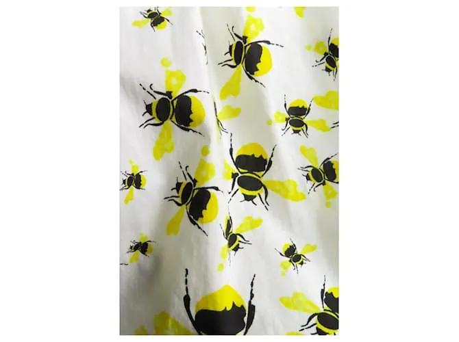 Diane Von Furstenberg Vestido vintage DvF Carson Bumble Bee Negro Blanco Amarillo 
