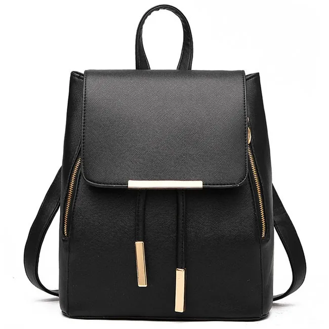 Elegant Pink Funky Lady Solid Simple Square PU Drawstring Hasp Satchel Backpack