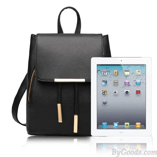 Elegant Pink Funky Lady Solid Simple Square PU Drawstring Hasp Satchel Backpack