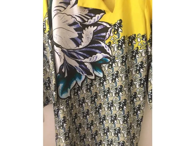 Etro Vestido de seda amarillo y estampado. Multicolor 