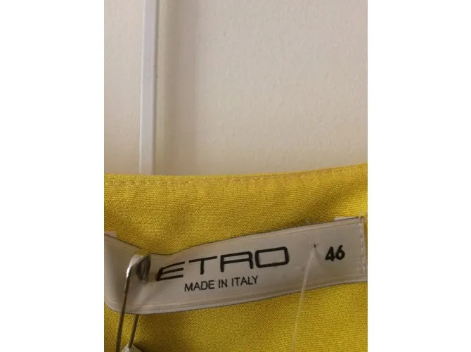 Etro Vestido de seda amarillo y estampado. Multicolor 