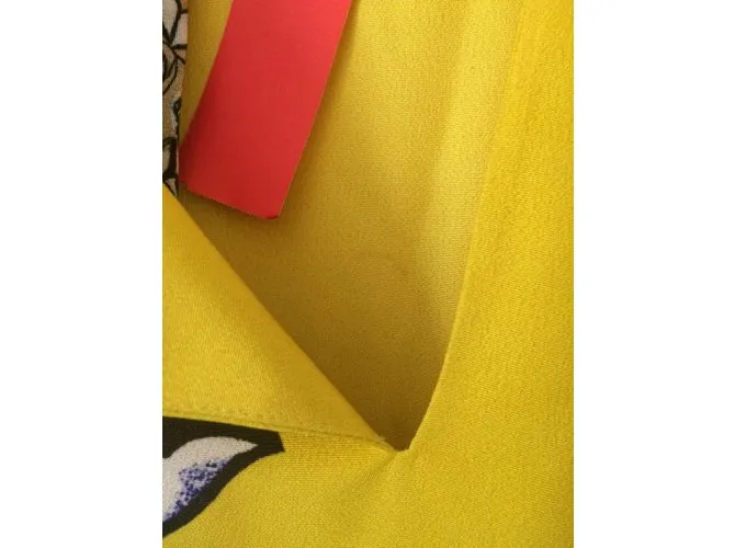 Etro Vestido de seda amarillo y estampado. Multicolor 