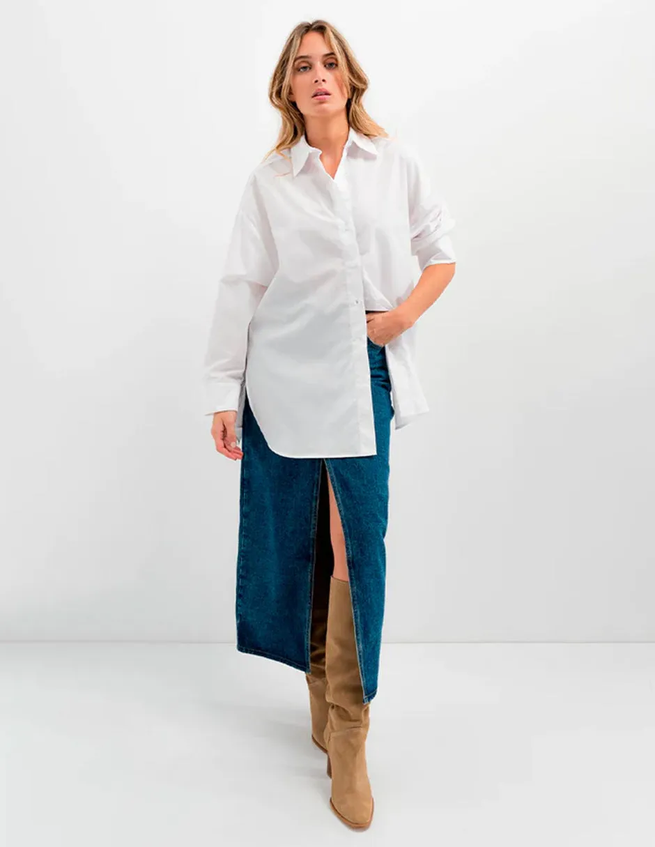 Falda Midi Denim Color Azul Para Mujer De RBCOLLECTION