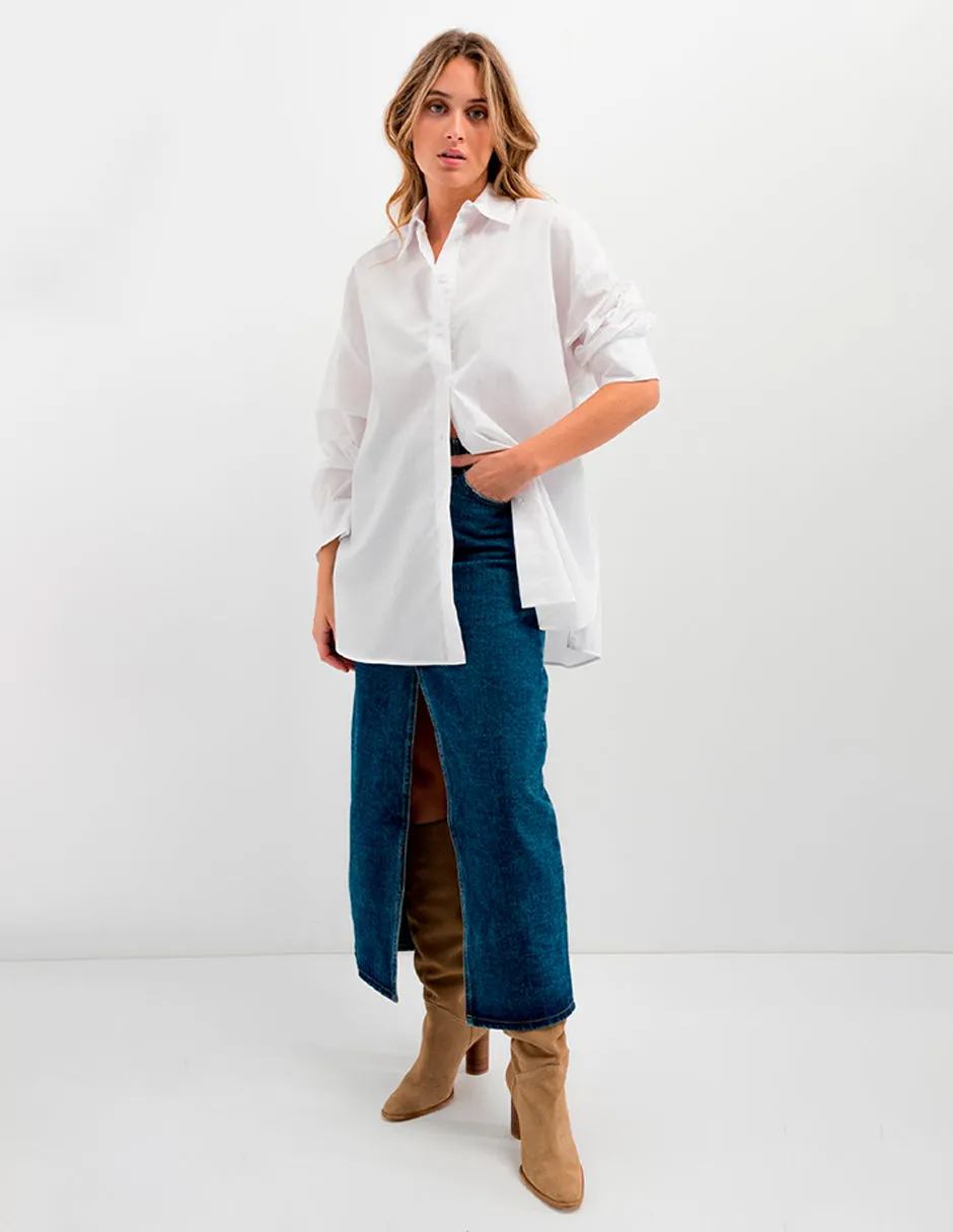 Falda Midi Denim Color Azul Para Mujer De RBCOLLECTION