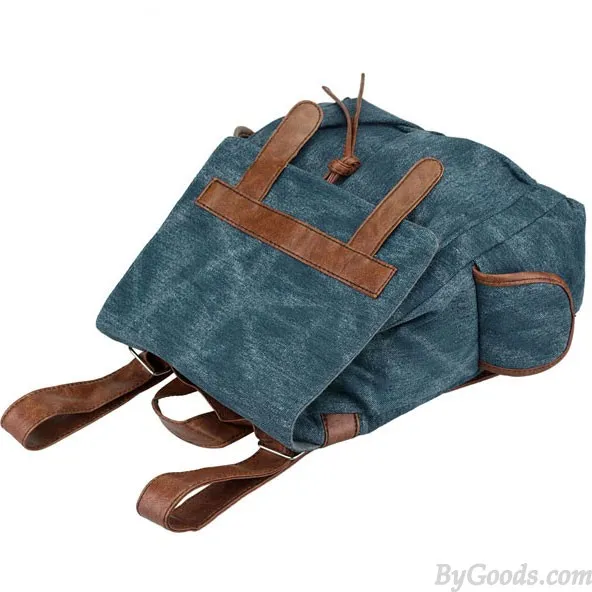  Fashion Denim With Leather Tassels Canvas Backpack
