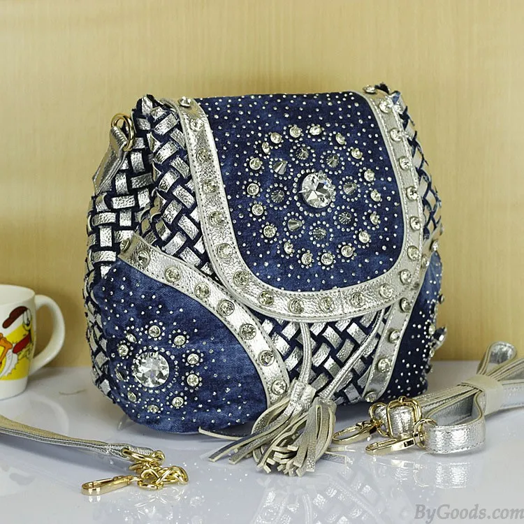  Fashion Fireworks Rhinestone Weave Tassel Backpack