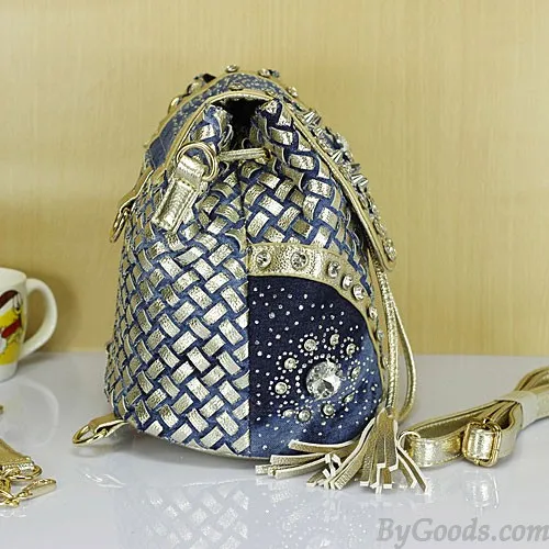  Fashion Fireworks Rhinestone Weave Tassel Backpack