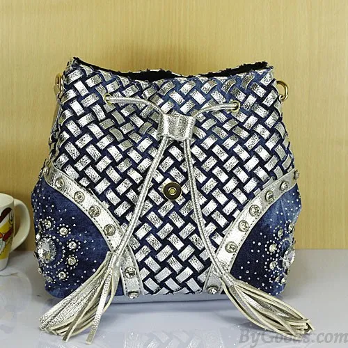 Fashion Fireworks Rhinestone Weave Tassel Backpack
