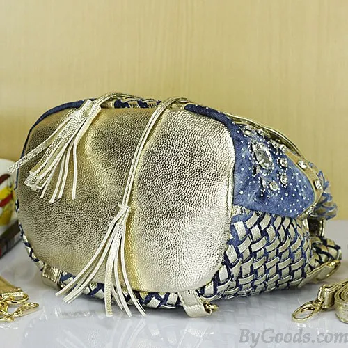  Fashion Fireworks Rhinestone Weave Tassel Backpack