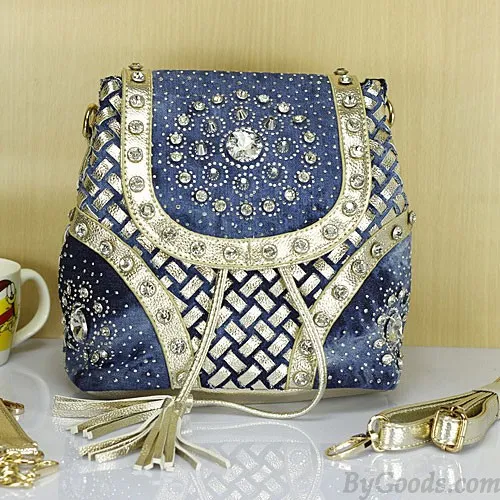  Fashion Fireworks Rhinestone Weave Tassel Backpack