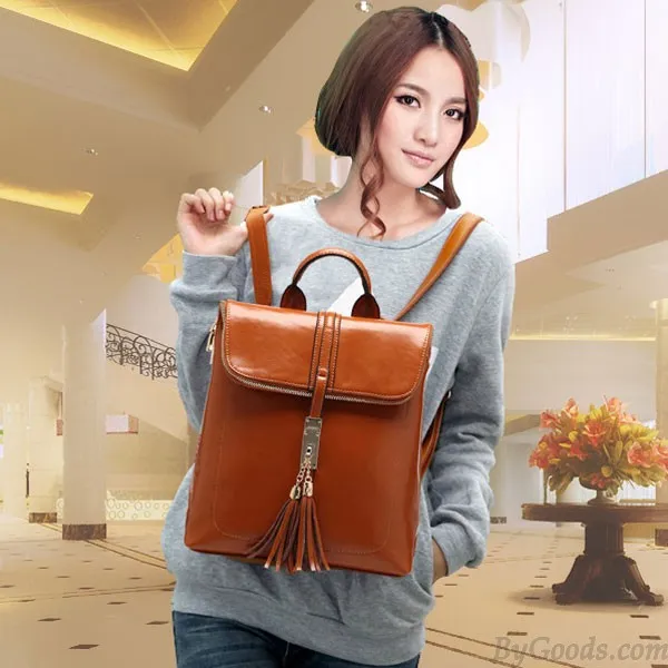 Fashion Freedom Locking Lid Portable Tassel Backpack