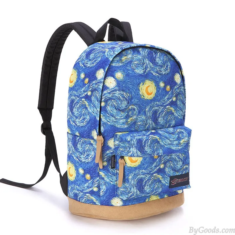 Fashion Galaxy Clouds Graffiti Canvas Backpack