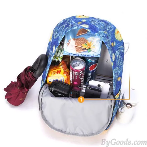 Fashion Galaxy Clouds Graffiti Canvas Backpack