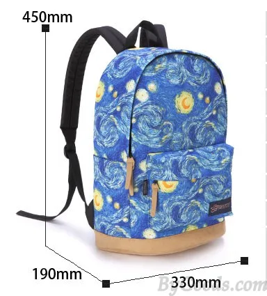 Fashion Galaxy Clouds Graffiti Canvas Backpack