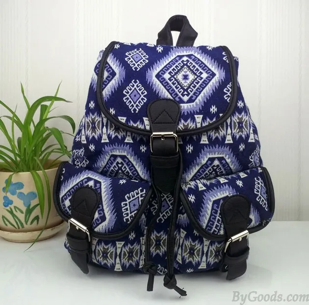 Fashion Geometry Gradient Folk Style Printed Leisure Backpack&Schoolbag