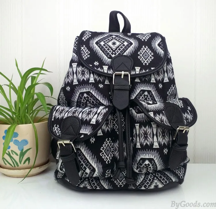 Fashion Geometry Gradient Folk Style Printed Leisure Backpack&Schoolbag