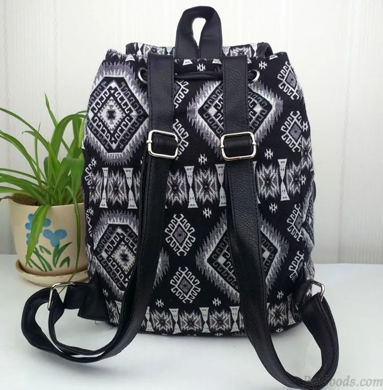 Fashion Geometry Gradient Folk Style Printed Leisure Backpack&Schoolbag