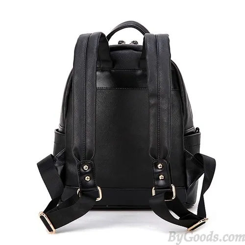 Fashion Punk Original Diamond Rivet Skull Black Satchel Backpack
