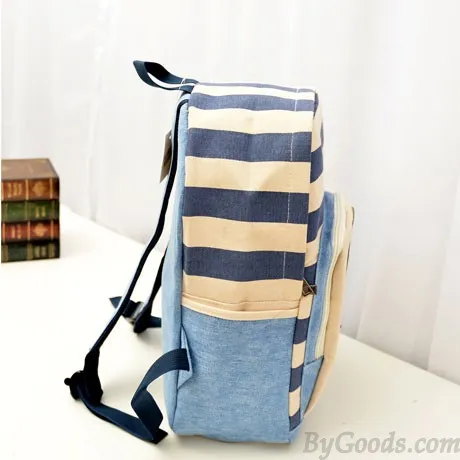 Fashion Striped Moustache Printed Canvas Backpack