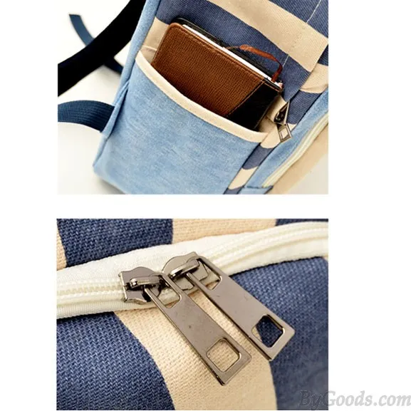 Fashion Striped Moustache Printed Canvas Backpack