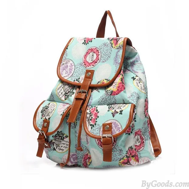 Fashion Tower Floral Canvas Schoolbag Backpack Travel Backpack