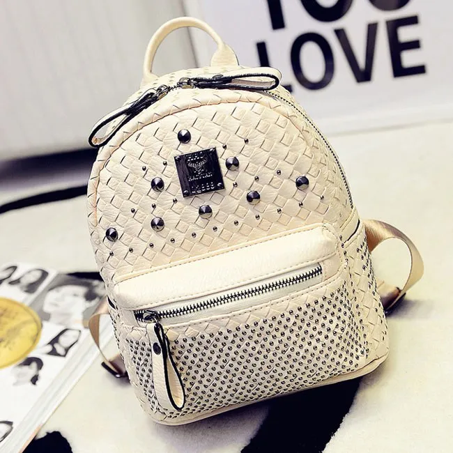 Fashion Woven Rivet Mini Backpack