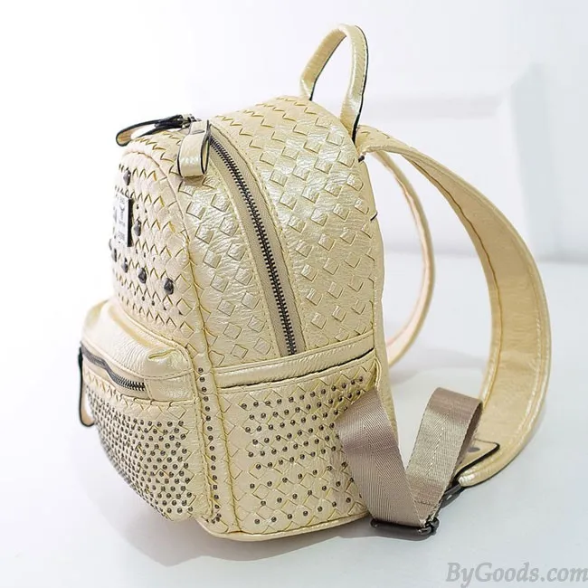 Fashion Woven Rivet Mini Backpack