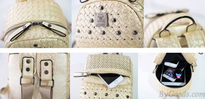 Fashion Woven Rivet Mini Backpack