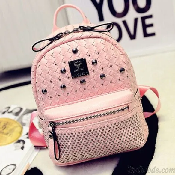 Fashion Woven Rivet Mini Backpack