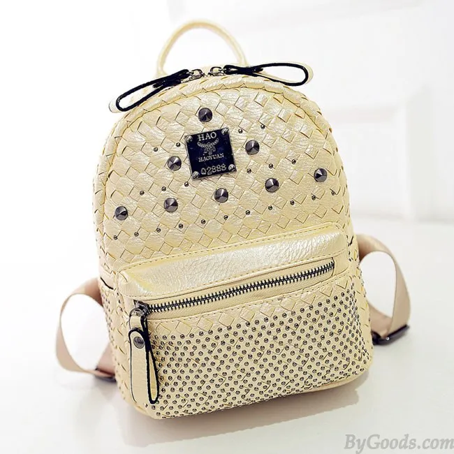 Fashion Woven Rivet Mini Backpack