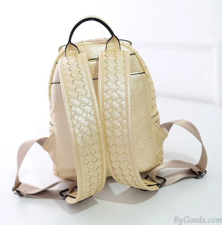 Fashion Woven Rivet Mini Backpack