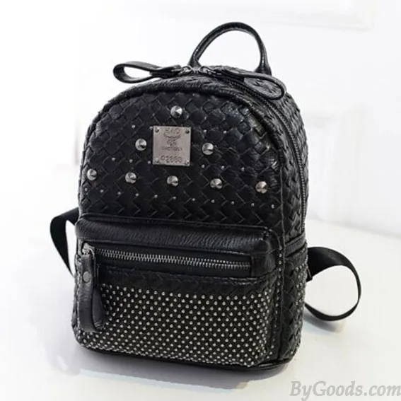 Fashion Woven Rivet Mini Backpack