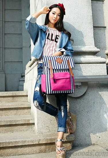 Fashional College Female Retro Canvas Backpack 