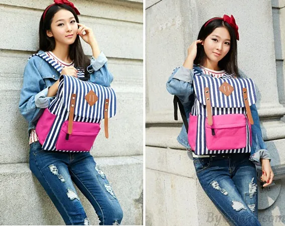 Fashional College Female Retro Canvas Backpack 