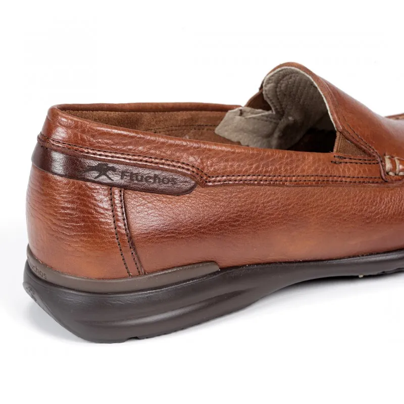 FLUCHOS Orion 8682 marino y cuero. Mocasín liso piel Hombre