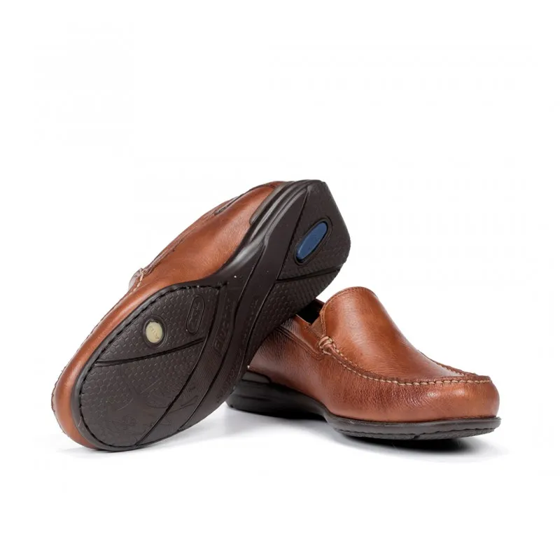 FLUCHOS Orion 8682 marino y cuero. Mocasín liso piel Hombre