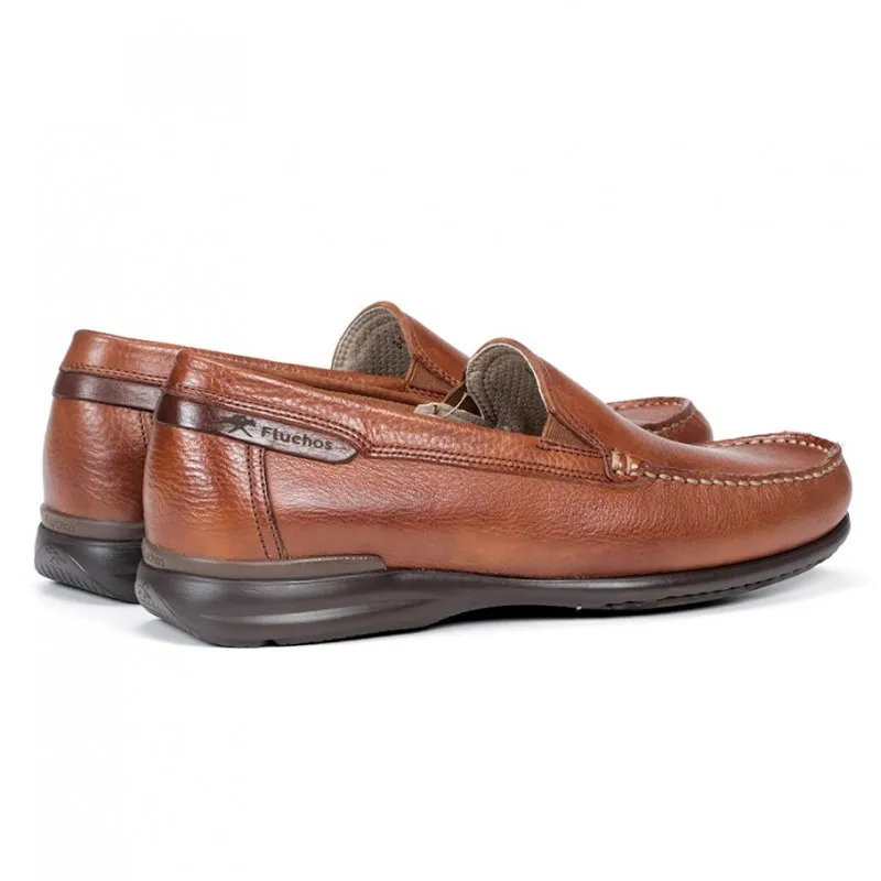 FLUCHOS Orion 8682 marino y cuero. Mocasín liso piel Hombre