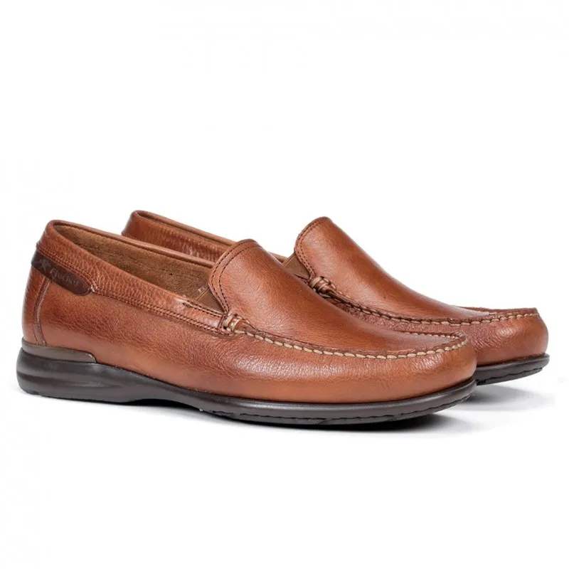 FLUCHOS Orion 8682 marino y cuero. Mocasín liso piel Hombre