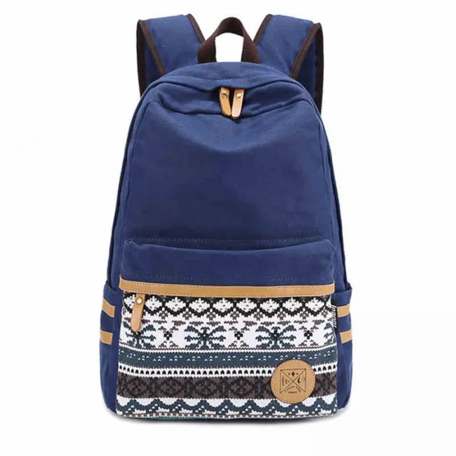 Folk Style Pure Irregular Printed Geometry Canvas Backpack