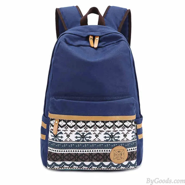 Folk Style Pure Irregular Printed Geometry Canvas Backpack