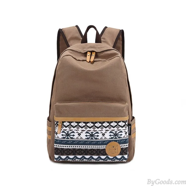 Folk Style Pure Irregular Printed Geometry Canvas Backpack