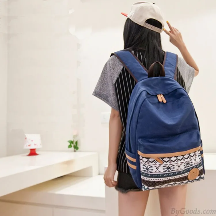 Folk Style Pure Irregular Printed Geometry Canvas Backpack