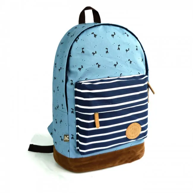 Fresh Deer Strip Print Canvas Backpack